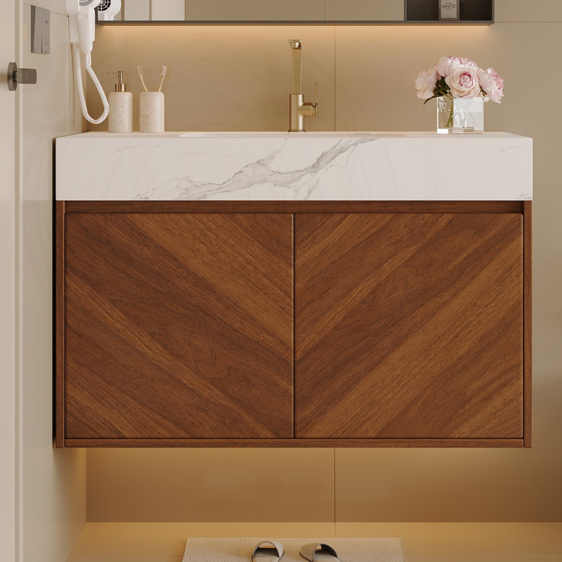 Meuble-lavabo mural moderne 30 po  , Blanc