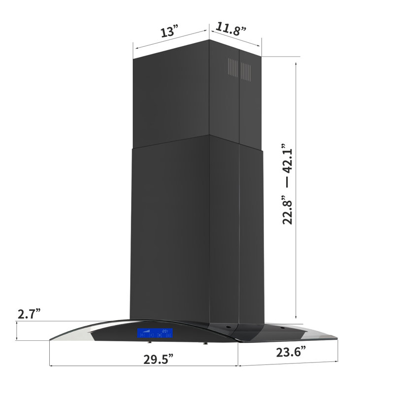 JOEAONZ 30" Stainless Steel 700 CFM Convertible Island Range Hood with Baffle Filter