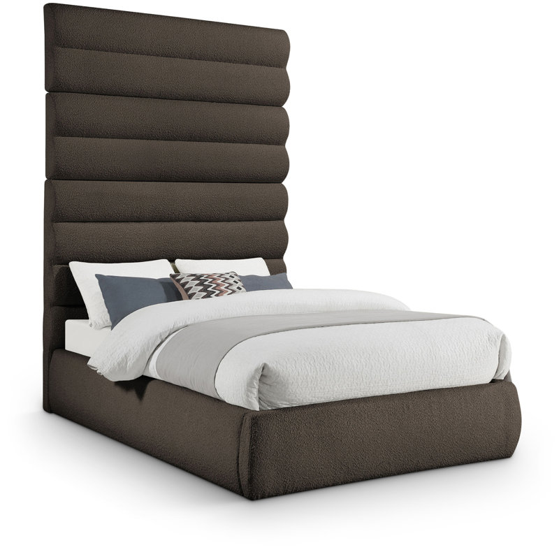 Adam Fabric Bed, Full, Brown, Boucle Fabric