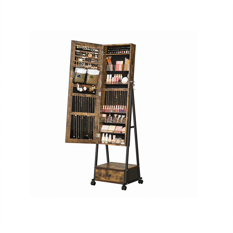 Isamary Freestanding Jewelry Armoire, Rustic Brown/Black