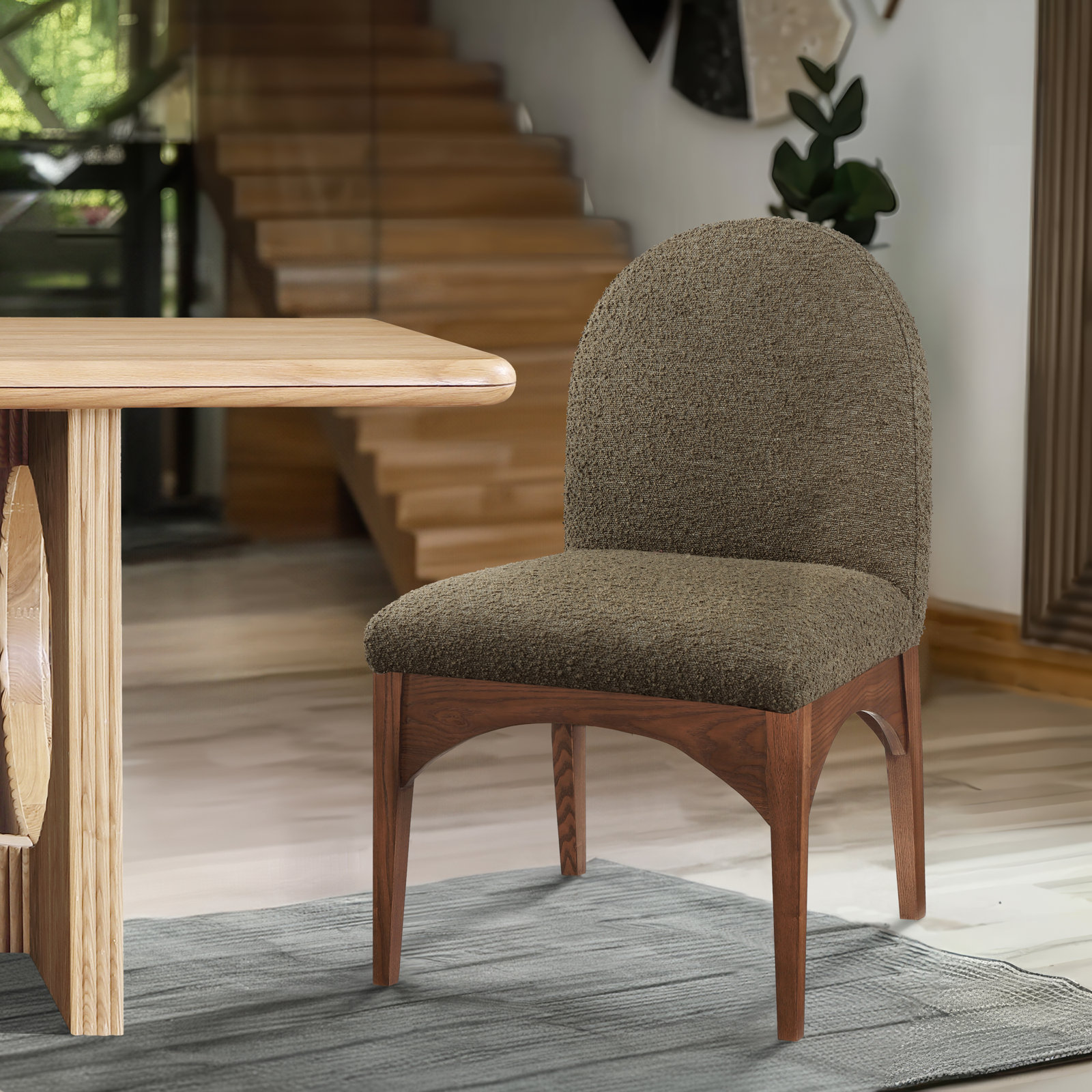 Waldorf Dining Chair, Olive, Walnut
