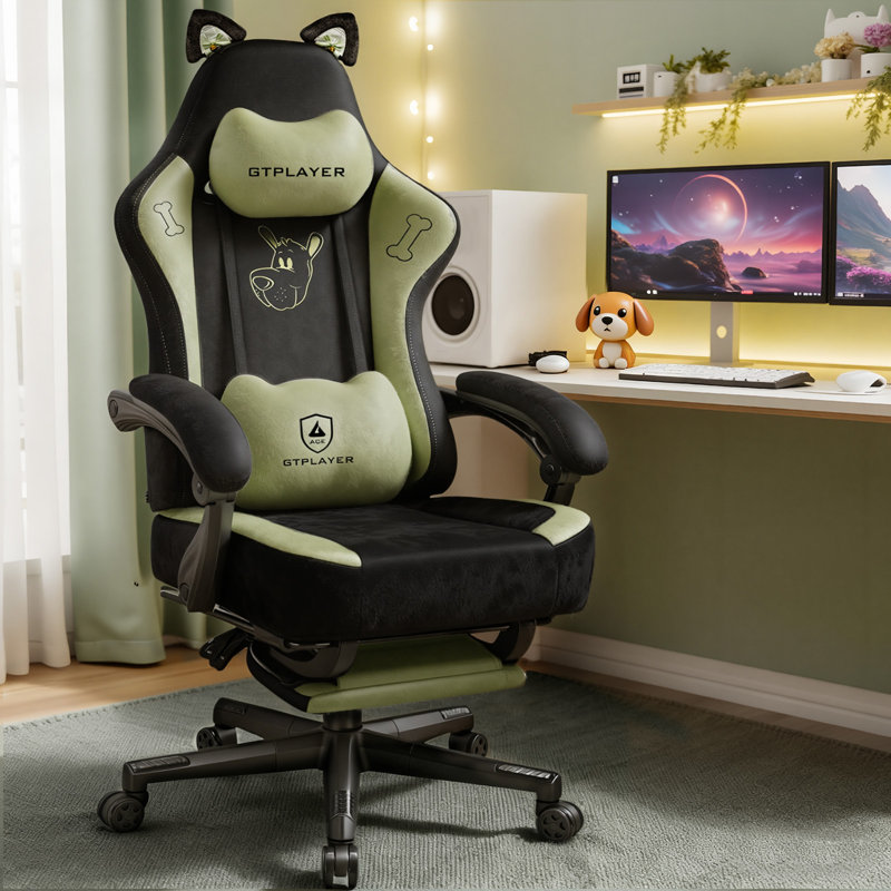 Marlow Home Co. Adjustable Swiveling PC & Racing Game Chair, Green
