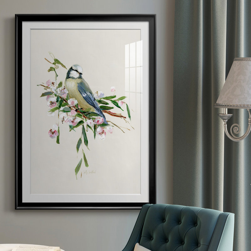 Spring Spring Blue Bird - peinture encadrée, H 26,5 po x l 36,5 po x P 1,5 po, Noir