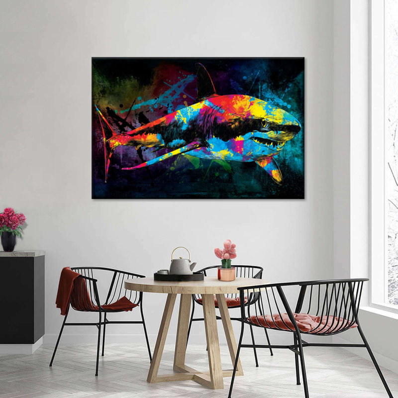" Great White Shark Color Grunge " by Jude A, 30" H x 45" W x 1.25" D