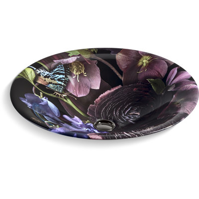 Dutchmaster Midnight Floral Carillon ARTIST EDITIONS Round Wading Pool Bathroom Sink
