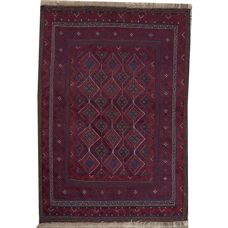 Hand-Knotted High-Quality Red and Purple Area Rug
