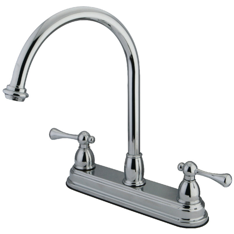 Kingston Brass Two-Handle 3-Hole 8" Centerset Kitchen Faucet, Polished Chrome