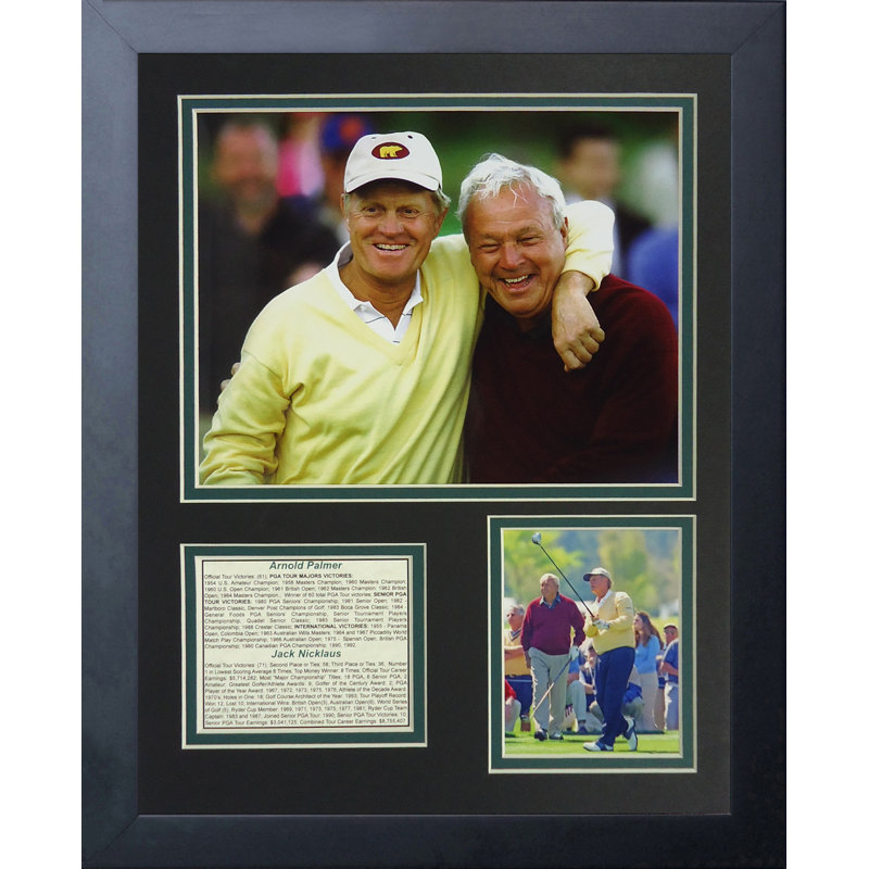 Black Lacquered Framed Golf Legends Photo Collage