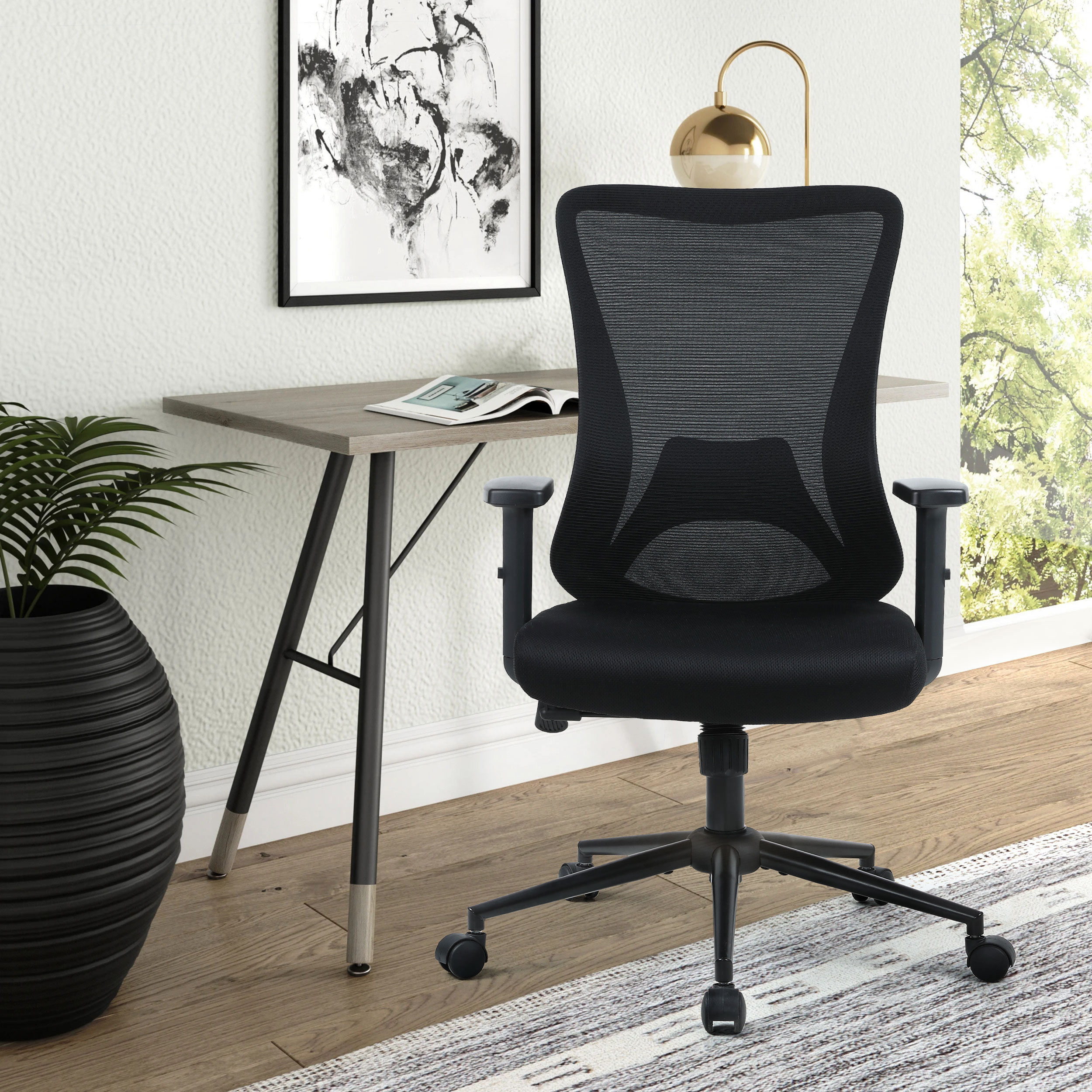 Isairis Ergonomic Office Chair with Adjustable Headrest and Armrests Inbox Zero Frame Color: Black