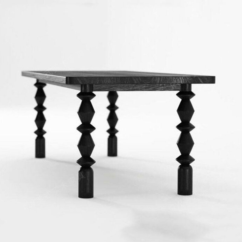Table de salle à manger rectangulaire en bois massif, Noir, H 29,53 po x L 62,99 po x l 27,56 po