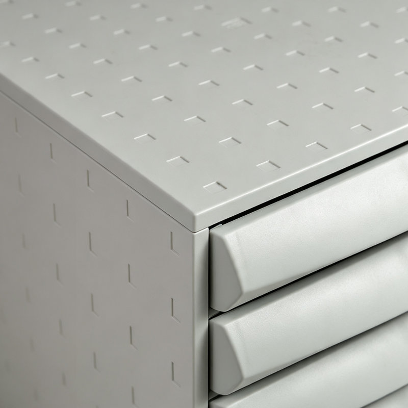 Light Grey Box Office Storage Drawer Set 5 Closed Drawers for A4 Documents