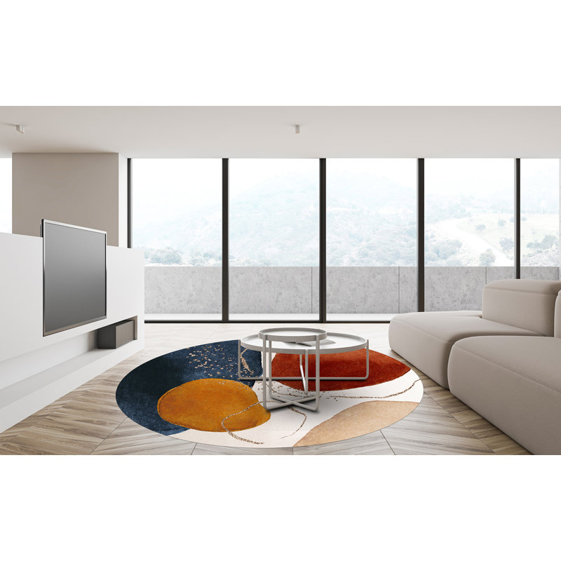 Delgardo Vinyl Machine Printed Area Rug, Round 150cm