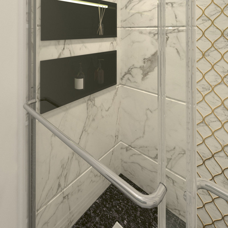Strong and explosion-proof safety shower door, Chrome