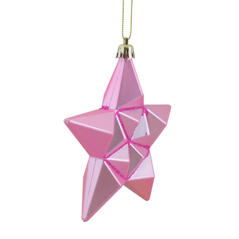 Ornement de Noël scintillant en forme d'étoile incassable, Rose / gomme à bulles rose mat