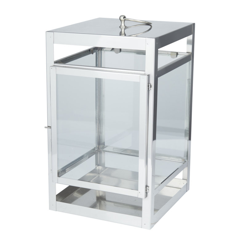 20.5'' H Stainless Steel Tabletop Lantern, Silver