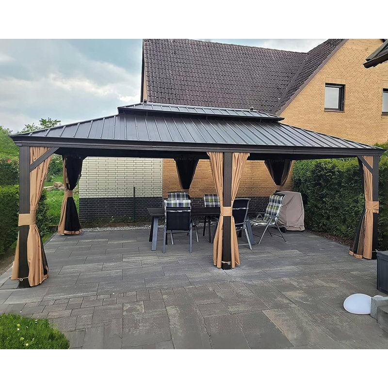 Pavillon de jardin extérieur en aluminium avec toit en acier galvanisé 13 pi x 20 pi Mauve Leaf, 13 (ft) x 20 (ft)