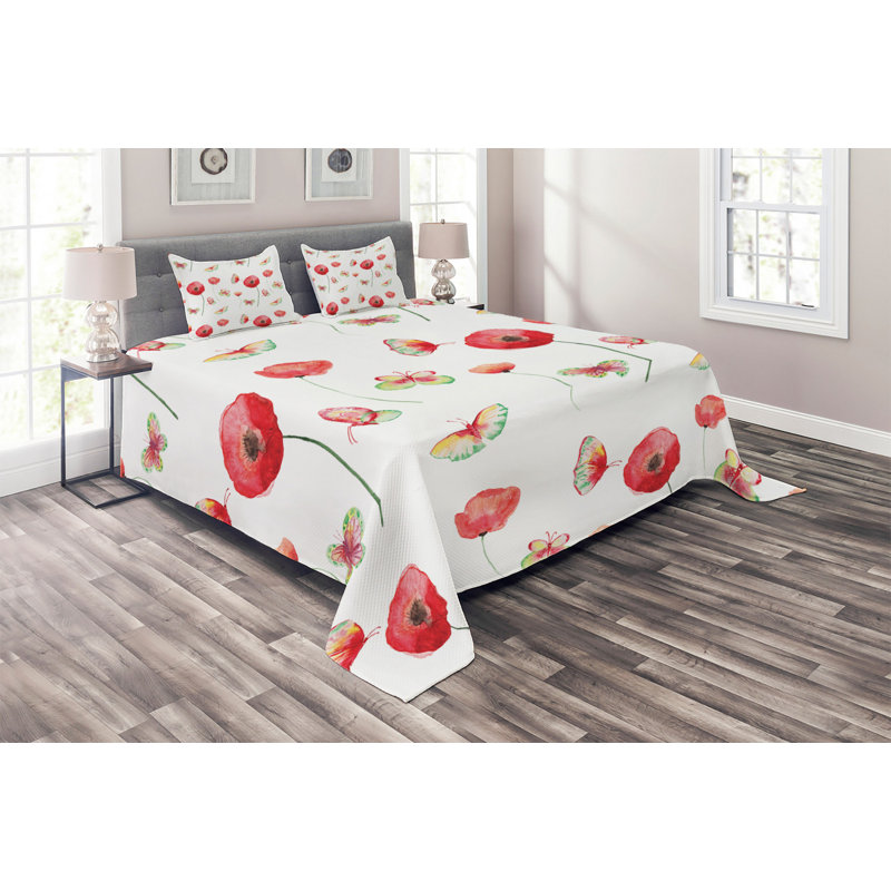 Poppy Farmhouse / Country Polyester Floral Coverlet