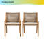 Chaises de salle à manger d'extérieur en bois d'acacia et osier avec coussins crème - capacité de 400 lb (ensemble de 4)