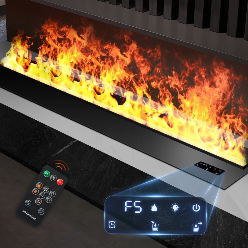 Electric Fireplace 3D Water Vapor Fireplace Recessed Realistic Atomized Flame, with Water and Remote Control Electric Steam Fireplace Stove(Size: W7.87x H8.27 in)
