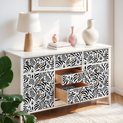 Papier contact tropical avec papier peint autocollant Couple de zèbres noir et blanc Imprimé peau de bête auto-adhésif et amovible 17,7 po x 118 po (45 x 300 cm)