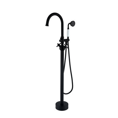 45 1/4 po Robinet de baignoire autoportant à 2 poignées avec pomme de douche à main