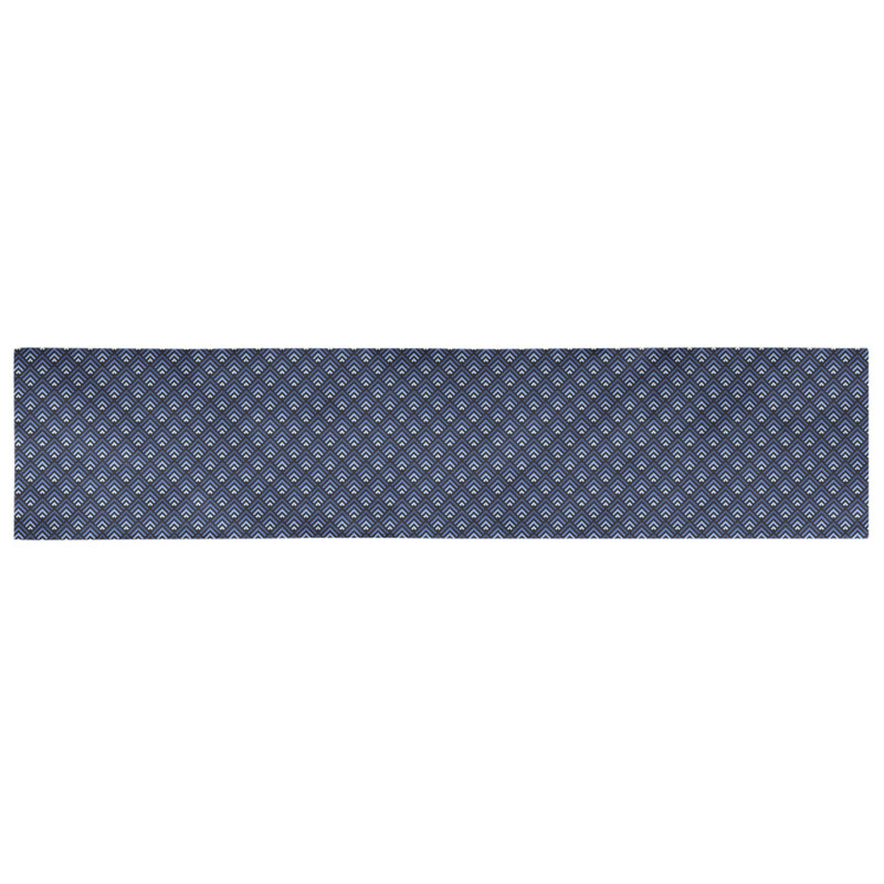 Avicia Geometric Table Runner, 73.5" x 17.5", Polyester, Black/Blue