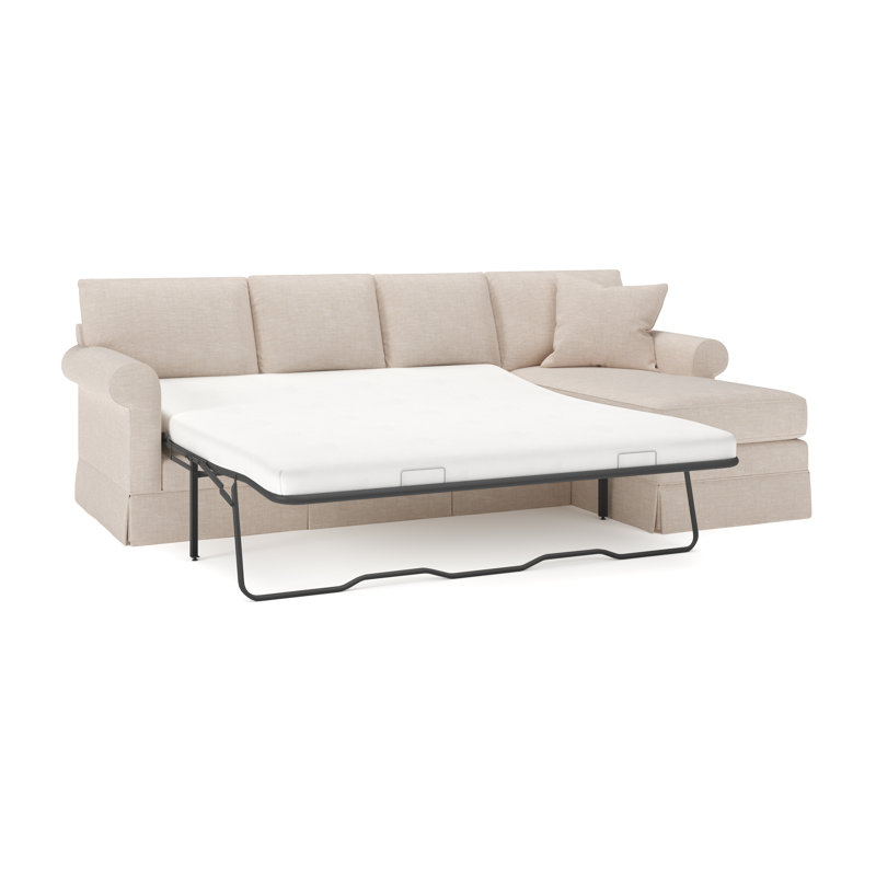 Friedman 2 - Piece Upholstered Sleeper Sectional, Right Hand Facing, Lena Sand Performance Linen Blend