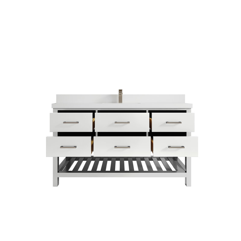 Parker 60'' Single Bathroom Vanity with Top, White