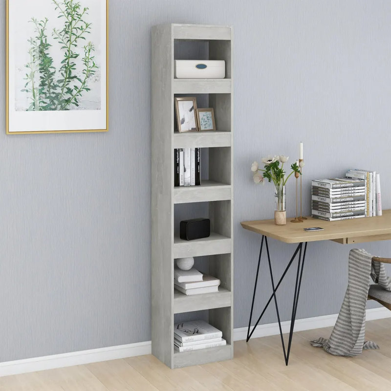Garneta Bookcase, (4 Shelves) 198cmH x 40cmW x 30cmD, Concrete Grey