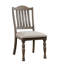 Chaises de salle à manger gris antique, 2 pièces, bois massif avec siège en tissu et pieds tournés, 2 pièces de mobilier transitionnel moderne Mid-Century, coussin