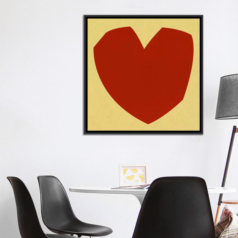 Albree Modern Cut-Out Love, impression sur toile, H 37 po x l 37 po x P 1,5 po, Pas de tapis, Toile tendue