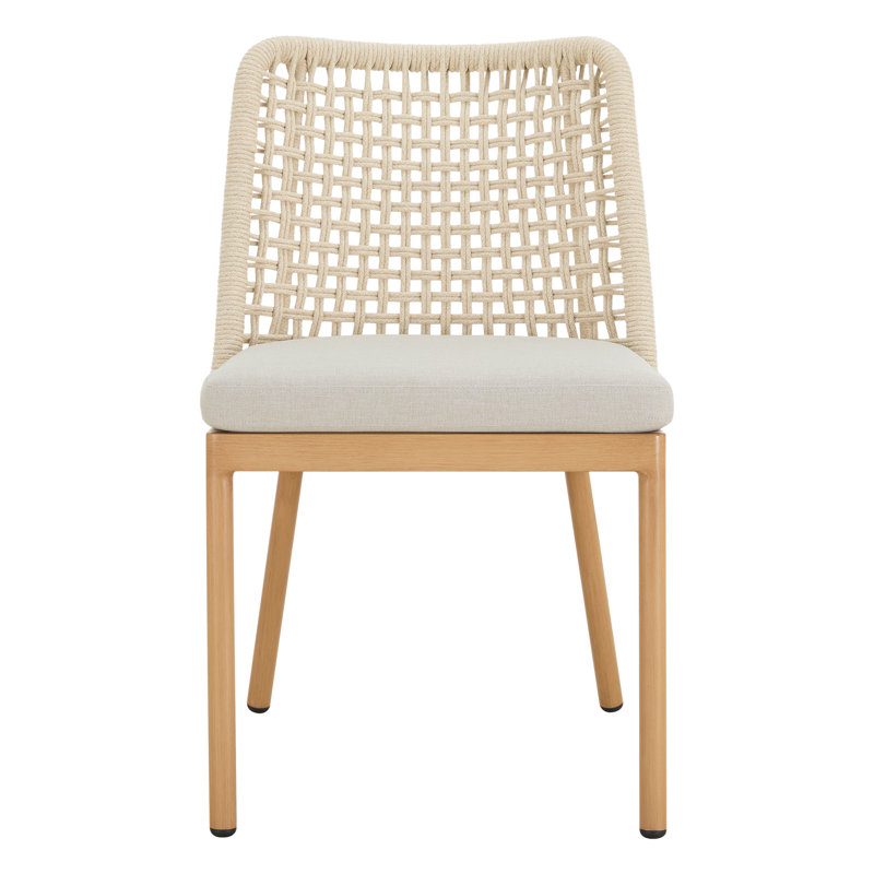 Ensemble de 2 fauteuils d'extérieur en corde tissée avec coussin Deana, Beige