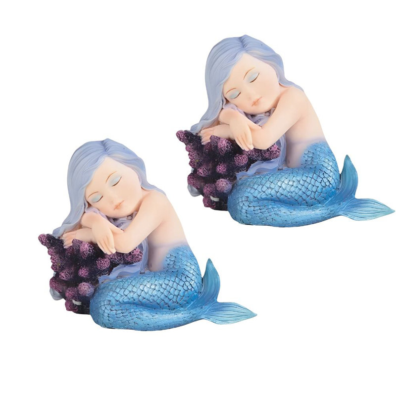 «2-PC Set» ICE ARMOUR l 3,75 po, sirène à queue bleue dormant sur un corail Mergirl