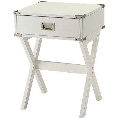 Square White 1 End Table - Offers Style And Functionality With Rustic Charm Stable Base For Homes
