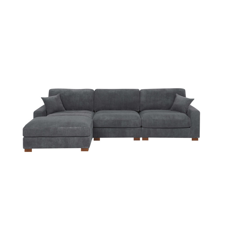 4-Pieces Modular Sofa With Ottoman, Gray