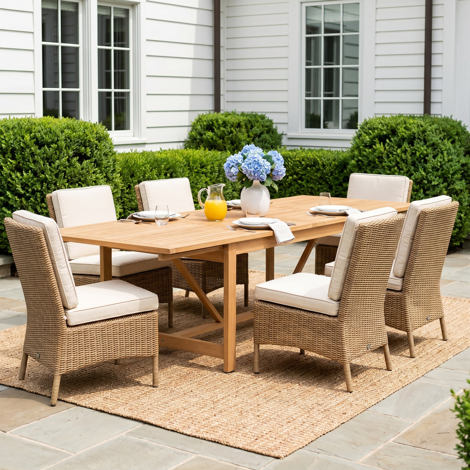 Anautica 119" Eucalyptus Patio Dining Set