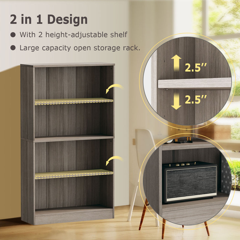 Jalacia Bookcase, Platinum Gray, (4 Shelves) 55" H x 31" W x 11" D