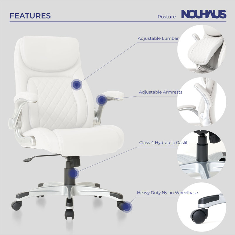 White High Back Ergonomic Leather Executive Swivel Chair