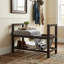 Banc d'entrée avec rangement et étagère à chaussures Oliver, bois espresso et gris Oliver