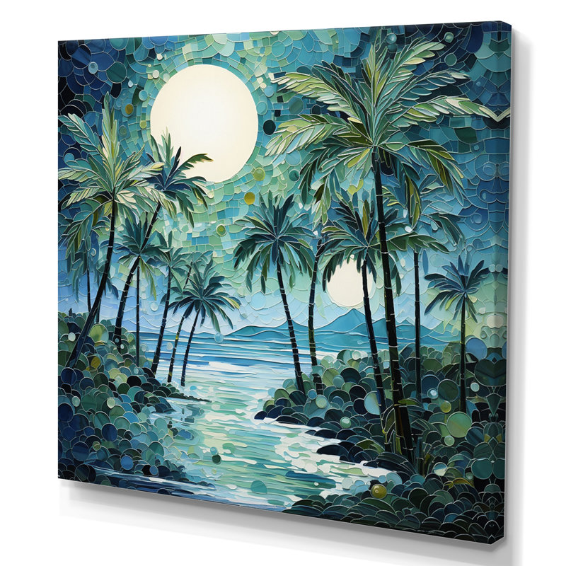«Green Minimalims Palm Trees IV», reproduction sur toile, Toile tendue, H 36 po x l 36 po x P 1,5 po