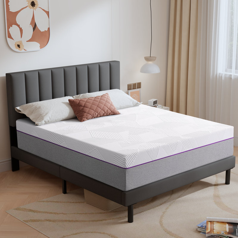 8” Gel Memory Foam Mattress With Medium Firm Edge Reinforcement, Mattress In A Box, Queen