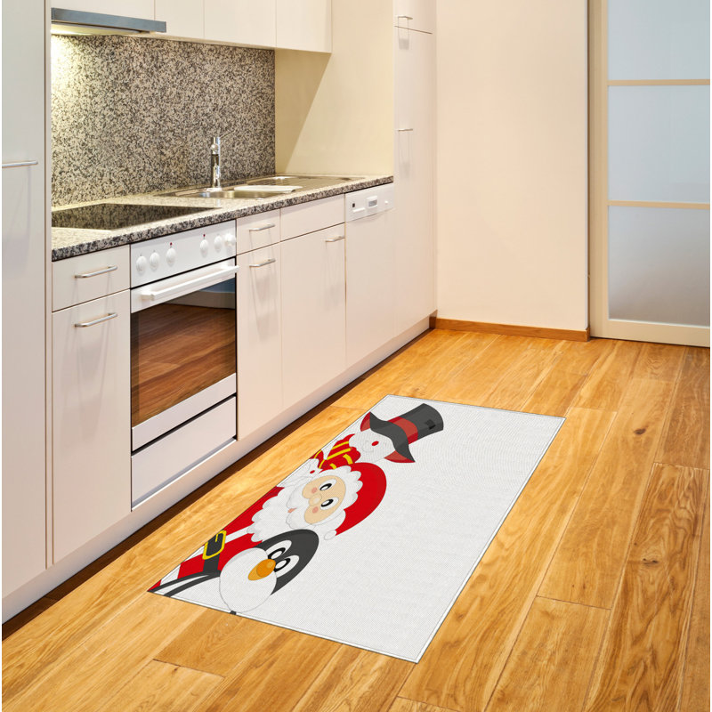 Tapis décoratif à fibres longues haute densité en polyester et coton style Noël, Rectangle 2 pi 7 po x 5 pi