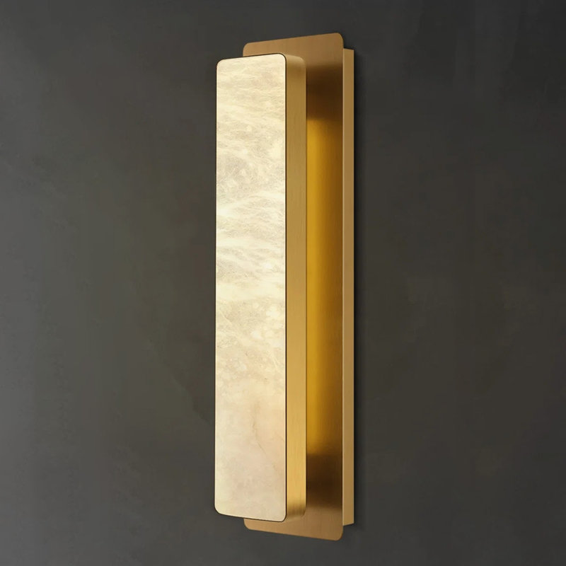 Mikinzie LED Wall Sconces Wallchiere Flush Mounted Sconces with Alabaster Shade, Brass