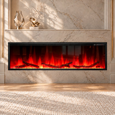Smart Electric Fireplace with 5 Nature Sound Modes, App & Alexa Control, 5,100 BTU Heater & 144 Flame/Ember Color Combinations, Thin, Recessed or Wall-Mounted