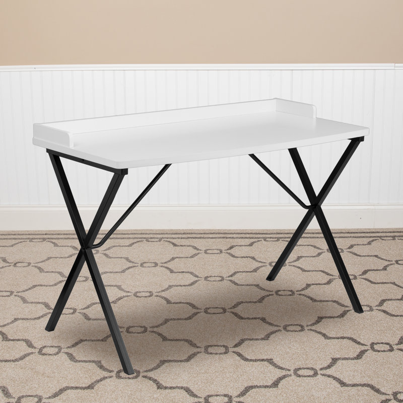 Contemporary Style Rectangular Computer Desk, White
