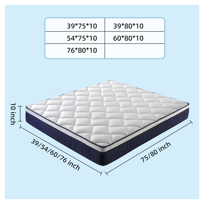 Queen 10-Inch Hybrid Mattress in a Box - Memory Foam and Pocket Spring, Medium Firm, Fiberglass Free