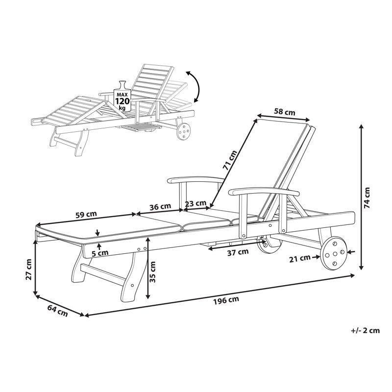 196cm Long Sun Lounger