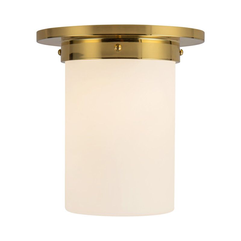 Mineral 8-in Brass Flush Mount, Opal Glass, Brass