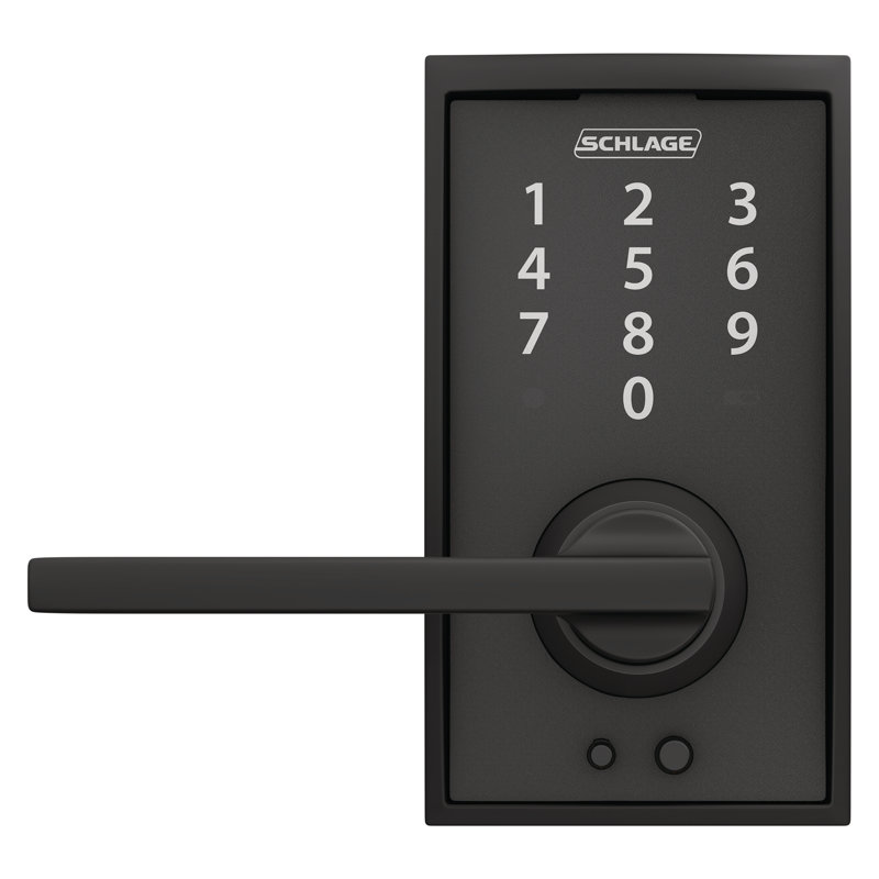 Schlage Touch Keyless Touchscreen Lever with Century Trim and Latitude Lever, Matte Black