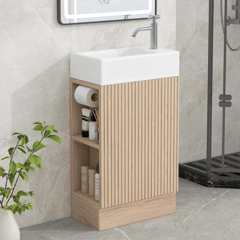18.6" Bathroom Vanity with Sink, Cabinet, Natural